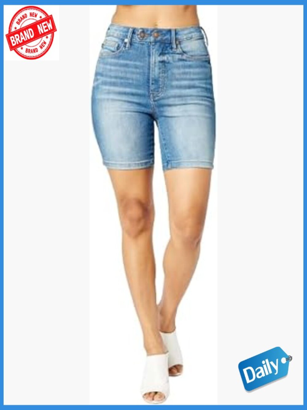 High Waist Tummy Control Double Button Bermuda Shorts